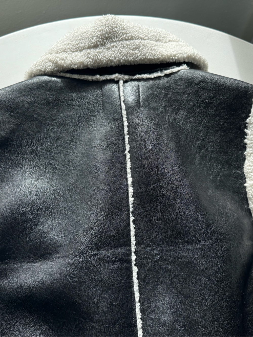 BOOT BARN Women's Black Faux Leather Sherpa-Trim Vest with Cream Collar - Picture 10 of 12